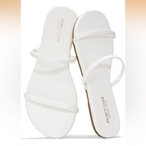 Project Cloud White Minimal Leather Slide Sandals